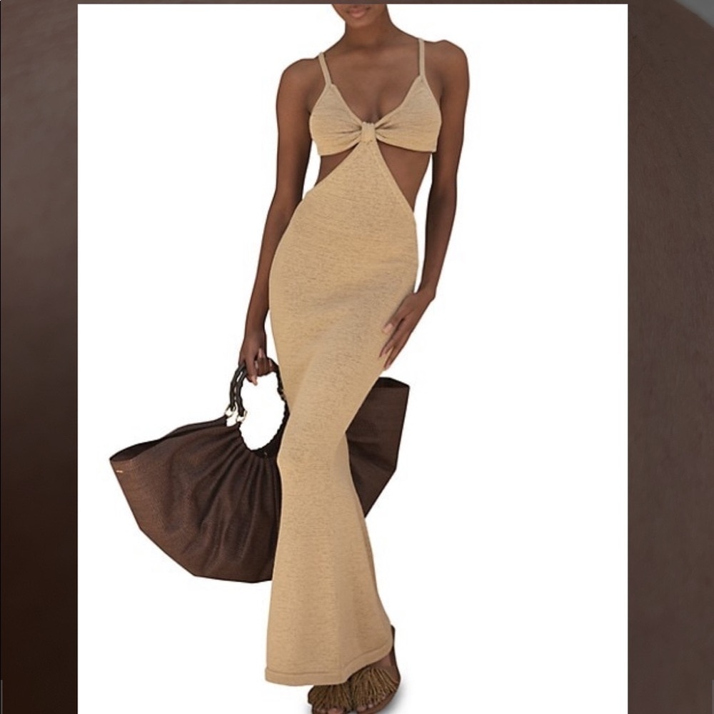 cult gaia tan knit maxi dress - Picture 2 of 6